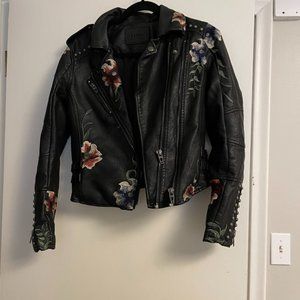 Blank NYC Faux Leather embroidered jacket. Size Small. Color: Black